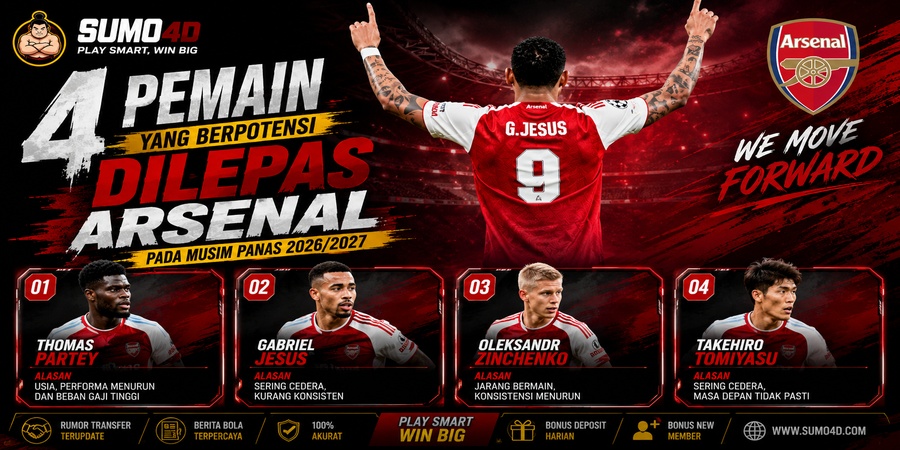 4 Pemain yang Berpotensi Dilepas Arsenal pada Musim Panas 2026/2027