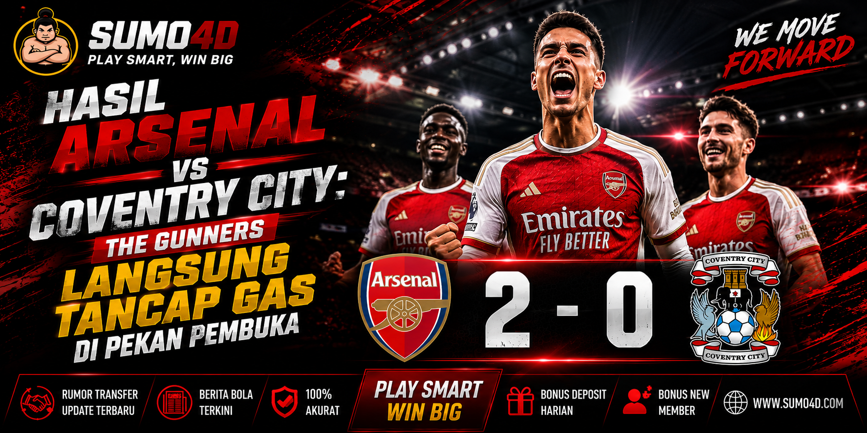 Hasil Arsenal vs Coventry City: The Gunners Langsung Tancap Gas di Pekan Pembuka