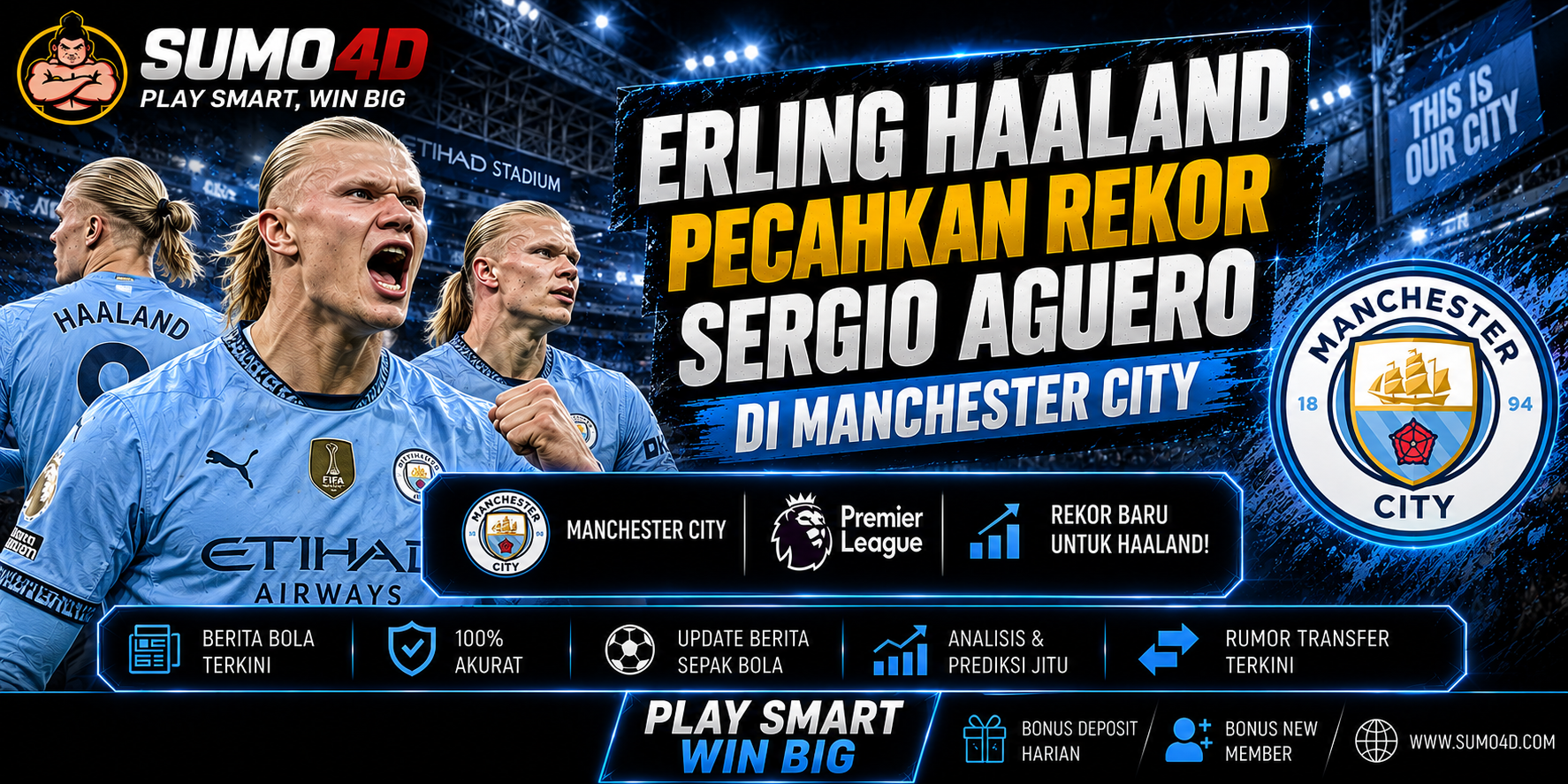 Erling Haaland Pecahkan Rekor Sergio Aguero di Manchester City